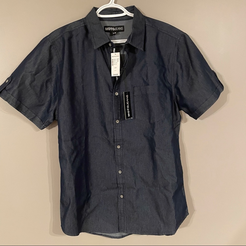 NWT Dark blue button down shirt